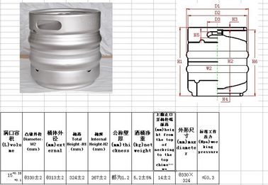 Returnable 15L Slim Beer Brewing Keg , Slim Pony Keg With All Current Type Valve