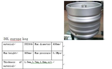 Food Grade SS304 European Keg For Party Ball Brewery 367mm High