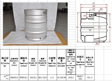 50L Euro Standard Empty Beer Barrels With Polish Surface D*H  408*532mm